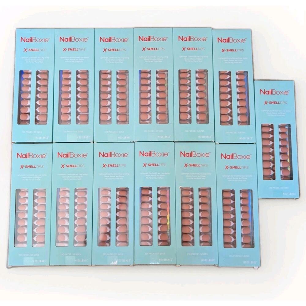Modelones Nailboxie X-Shell Tips Full Cover French Nail Almond 15 Sizes 1950 Pcs - Picture 2 of 6